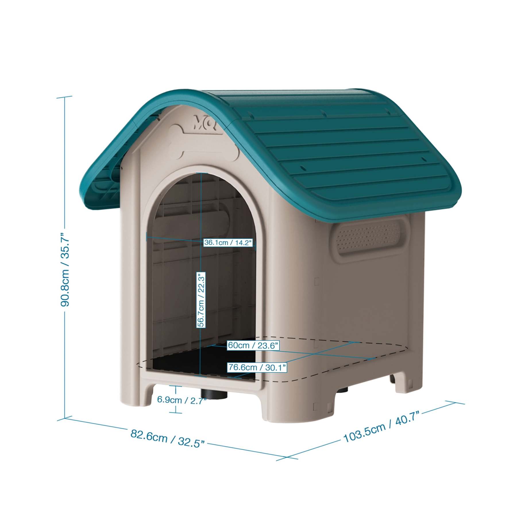 Casa Para Perro Grande Turquesa