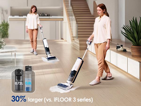 Tineco iFLOOR 5 Breeze Complete Wet Dry Vacuum/Floor Washer, One-Step Cleaning for Hard Floors, Edge Clean, Auto Self-Cleaning, Lightweight & Cordless Design, Blue