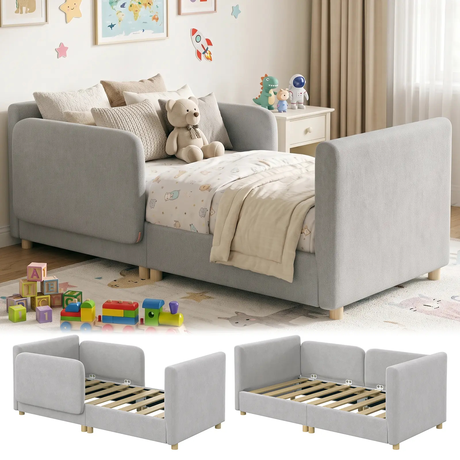 Estructura de cama para niños pequeños Lilypelle con barrera de seguridad adicional