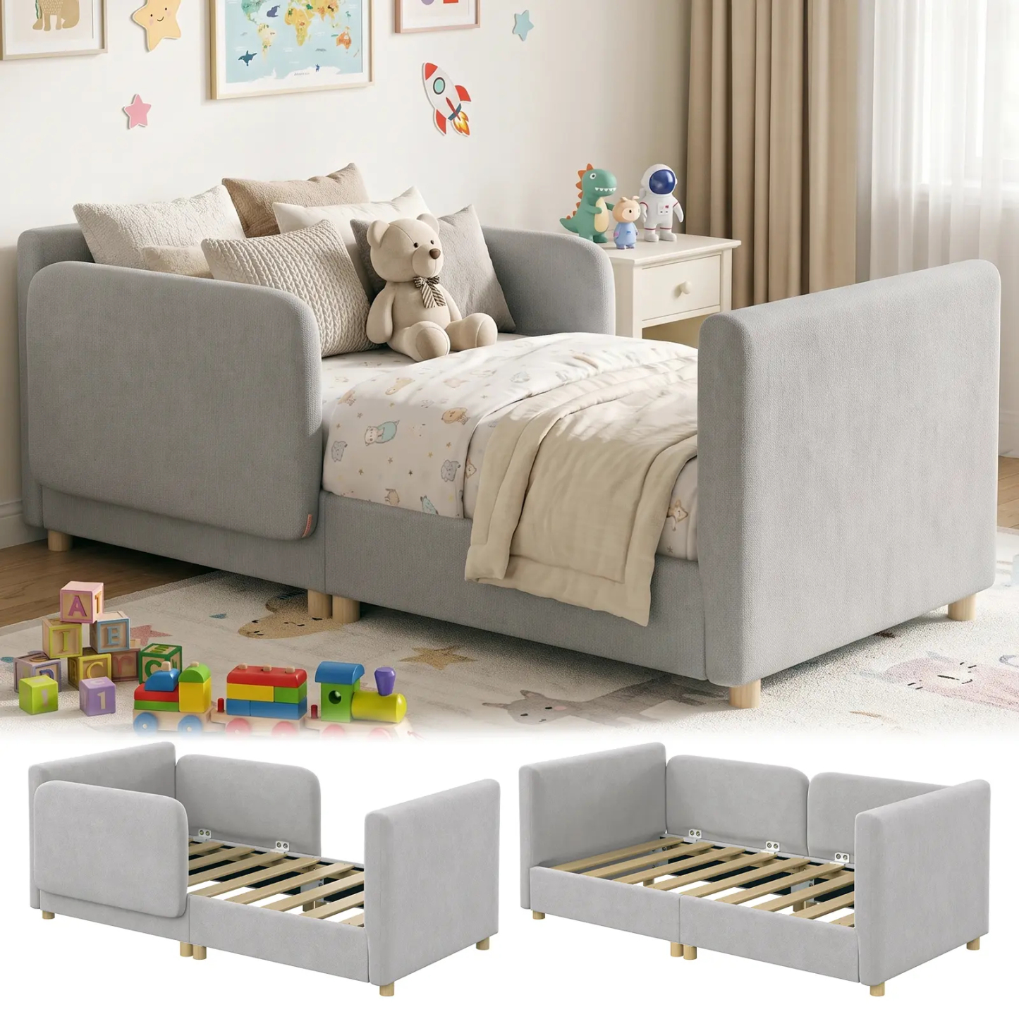 Estructura de cama para niños pequeños Lilypelle con barrera de seguridad adicional