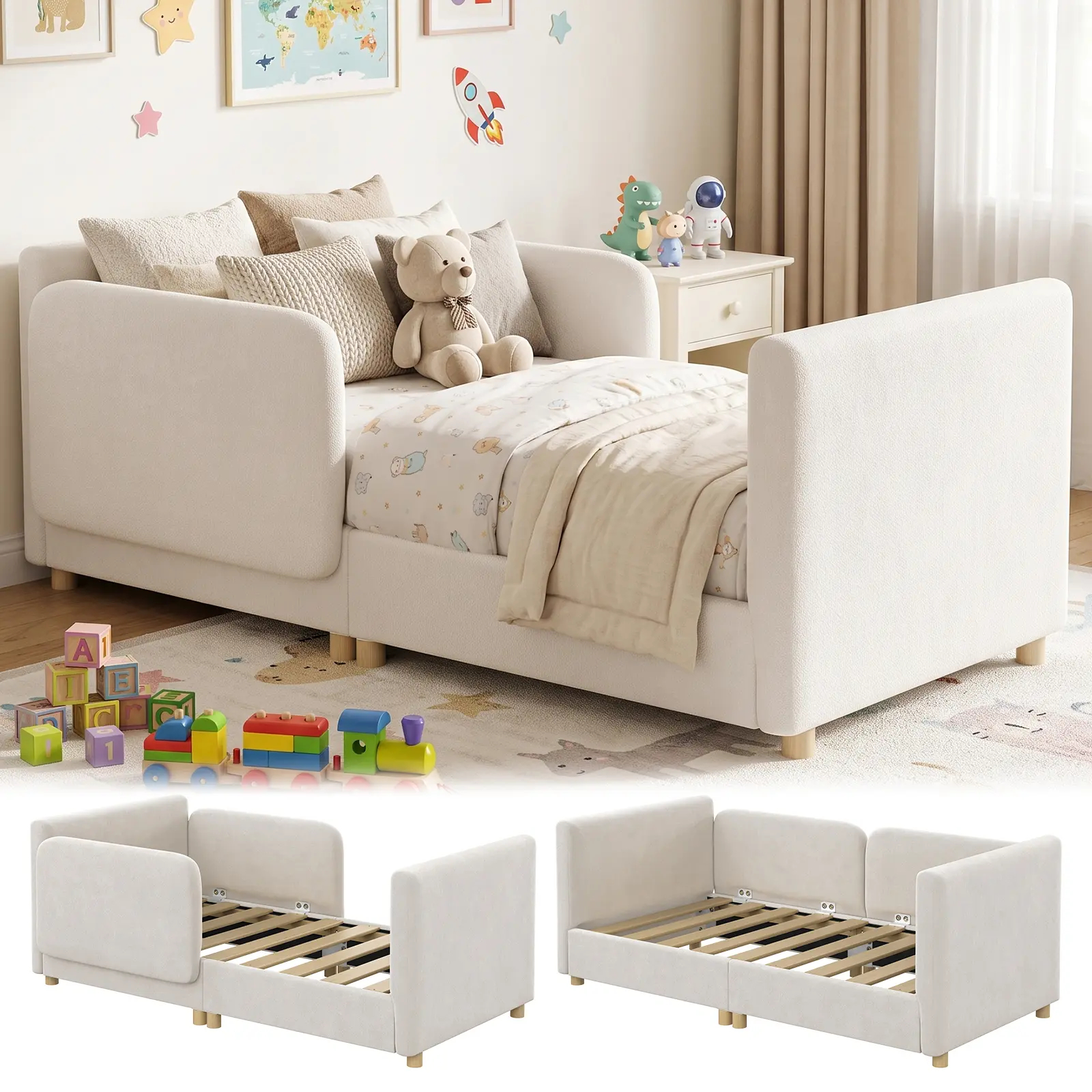 Estructura de cama para niños pequeños Lilypelle con barrera de seguridad adicional