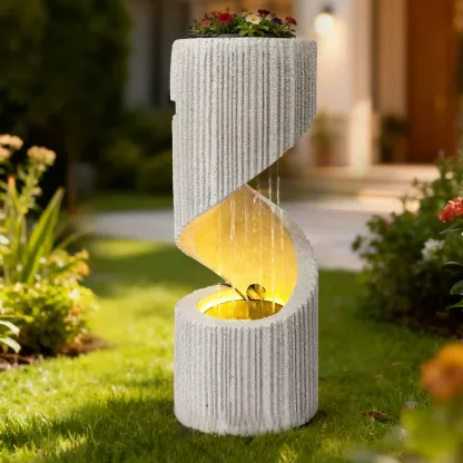 Fuente de agua moderna en espiral SOLVYA con LED para decoración de jardín