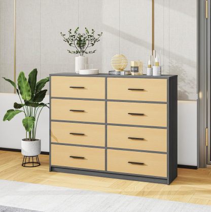 MU:4LIFE Cómoda Elegancia De 6 Cajones, Almacenamiento para Hogar Y Oficina, Organizador Cajonera De Estructura Madera y Cajones De Tela No Tejida y Cubiertas De MDF (Negro y Madera, 6 Cajones)