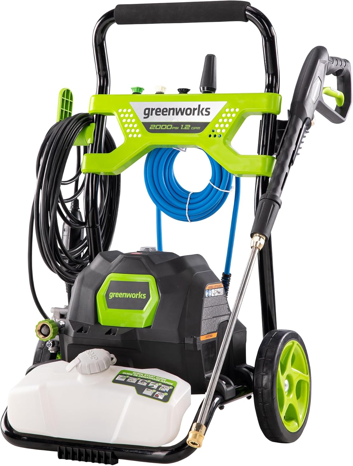 Greenworks Lavadora a presión GPW2003 (Marco Abierto), 2000 PSI 1.2 GPM, Hidrolavadora con garantía Premium
