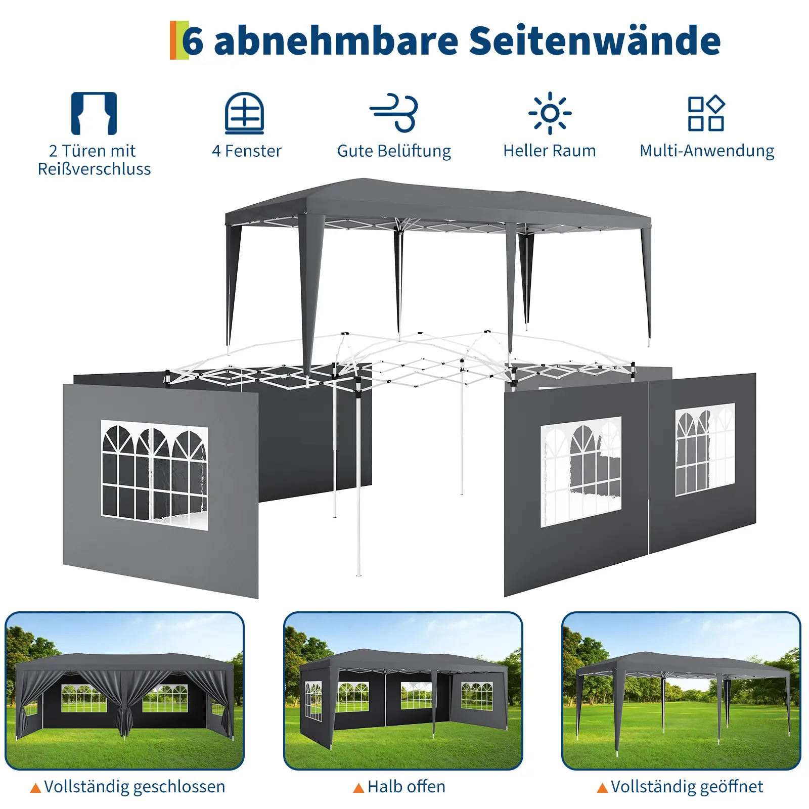Carpa plegable resistente de 10x20 pies, tipo cenador impermeable.