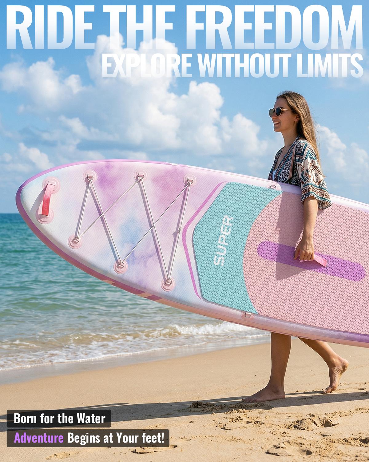 [DealsForYouDays] 10'6''x33'' Inflatable Stand Up Paddleboard, 400lbs Extra Wide SUP with Anti-Slip EVA Deck, Premium Accessories Kit, Stable for Yoga, Fishing summergarden
