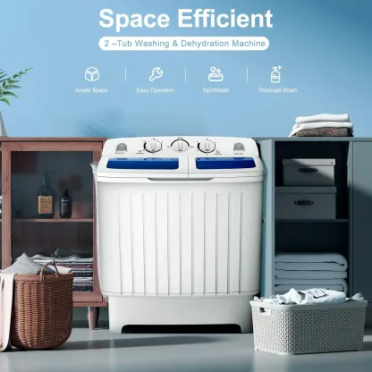 Lavadora de doble tina Costway - Capacidad de 9 kg (20 libras), diseño compacto