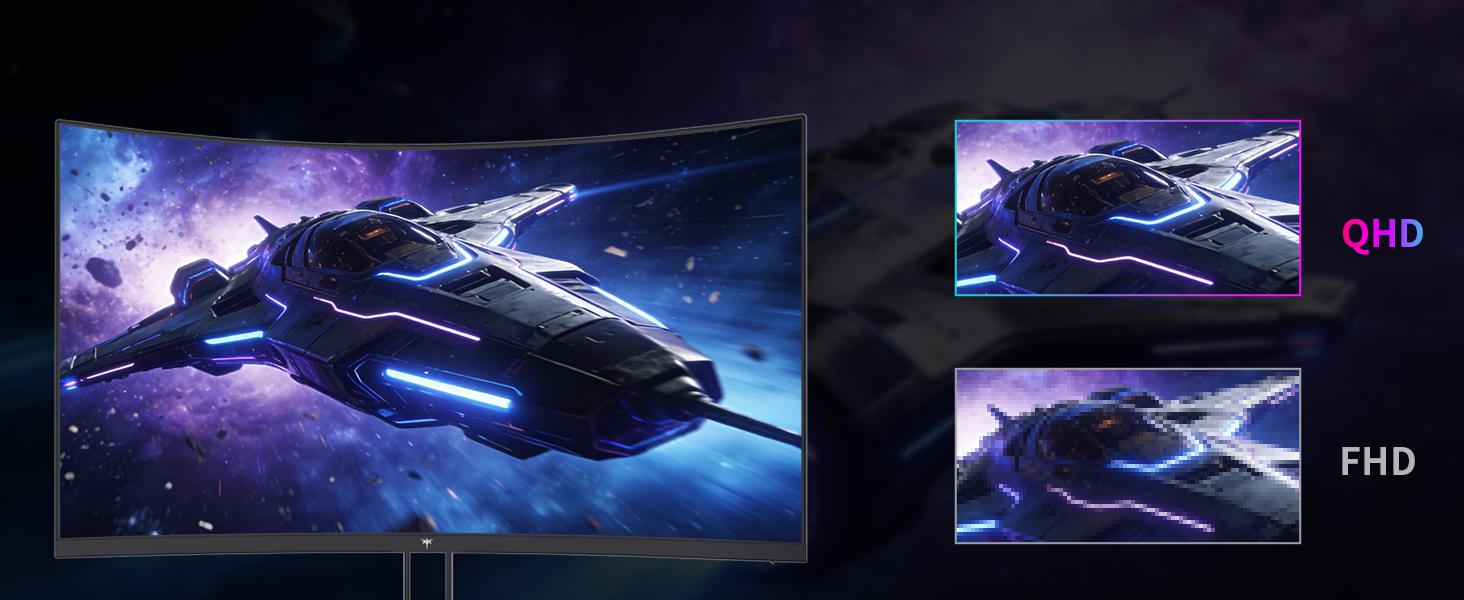 Ktc 27" 2560x1440 Curved VA Gaming Monitor for Gaming Stuff, 1500R 144Hz/120Hz Refresh Rate, HDR400 400nits, Adaptive Sync, 2x HDMI 2.0, DP 1.4, VESA 100x100 PC Monitor, Model H27S5C