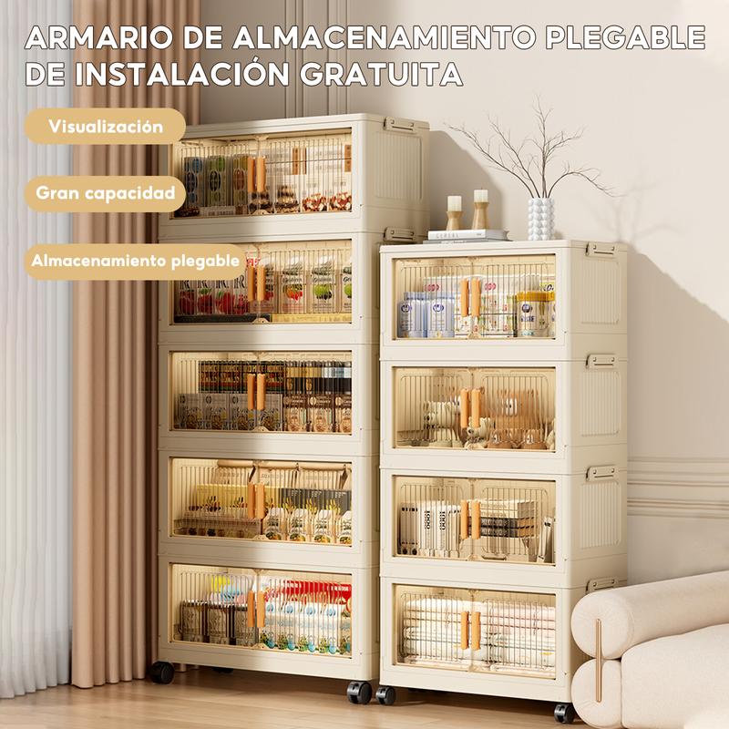 Closet Mueble Armarios Organizador Plegable Ruedas Marrón Claro 65*36*159 cm（Diferentes tamaños disponibles）