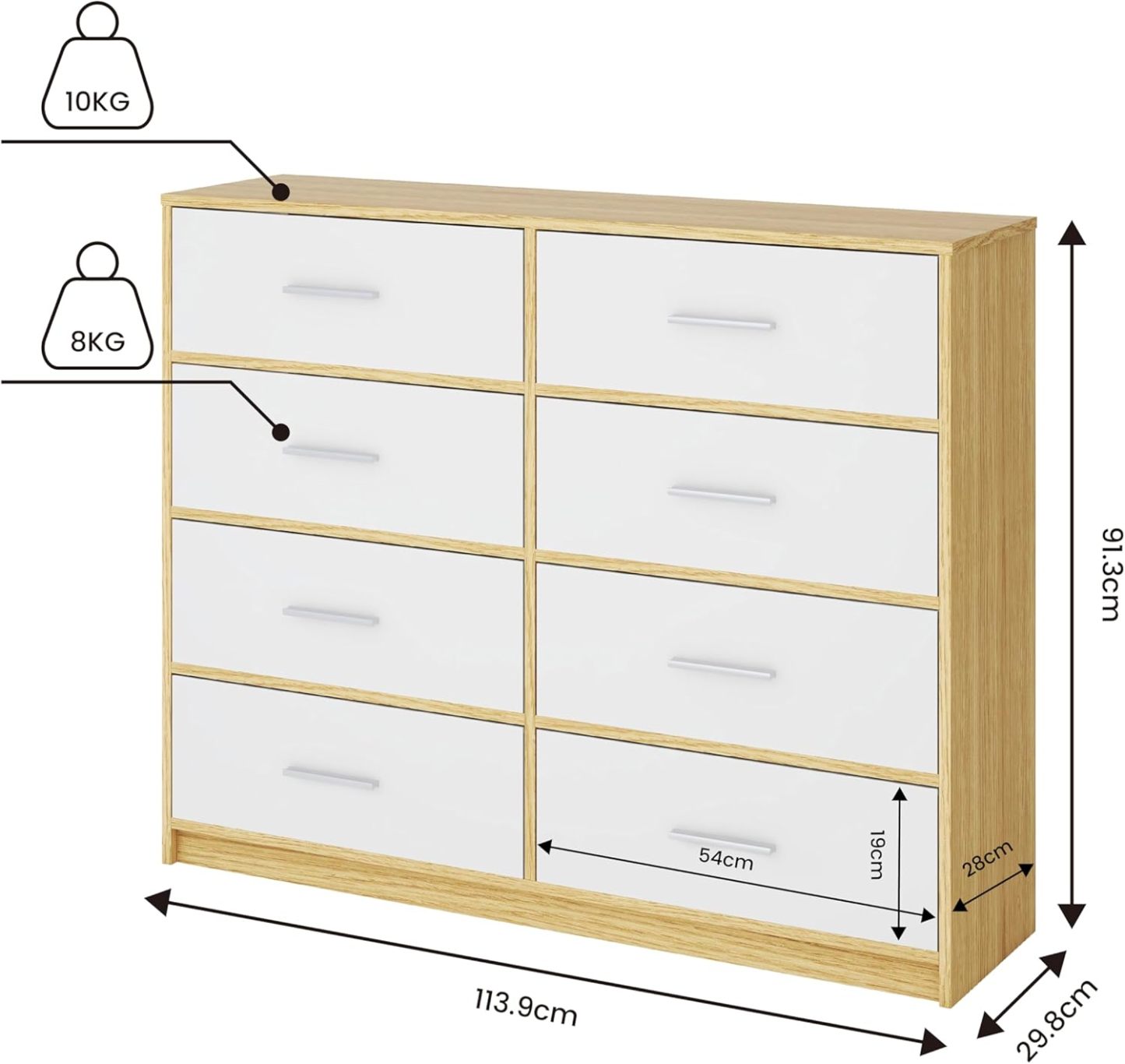 MU:4LIFE Cómoda Elegancia De 6 Cajones, Almacenamiento para Hogar Y Oficina, Organizador Cajonera De Estructura Madera y Cajones De Tela No Tejida y Cubiertas De MDF (Negro y Madera, 6 Cajones)