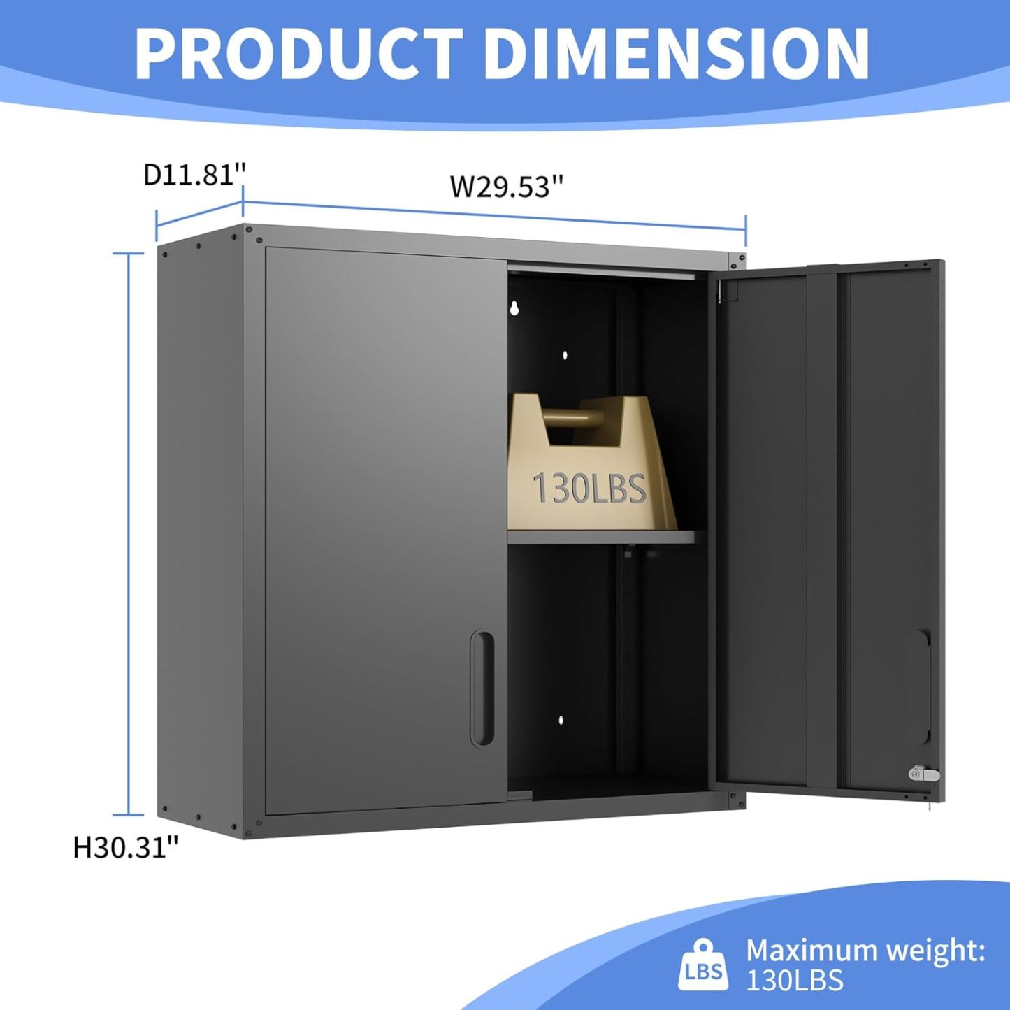 BIZOEIRON - clóset de almacenamiento de metal con ruedas, clóset de cochera con 1 puerta y 4 cajones, almacenamiento de herramientas rodantes, requiere montaje, color negro