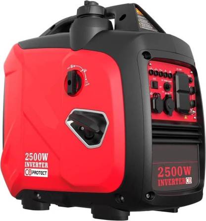 Generador de gasolina de 2500 W con inversor (a prueba de tormentas), generador portátil de 17,7 kg (39 lb), adecuado para vehículos recreativos, admite conexión en paralelo, diseño silencioso, adecuado para uso familiar y campamento, bajo consumo de comb