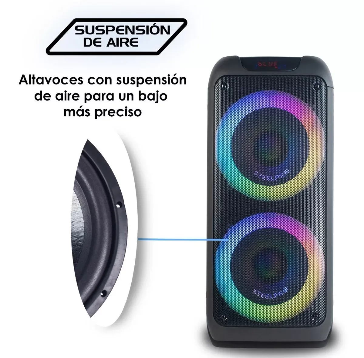Bocina Portatil Bluetooth Steelpro Nebula Negro Suspension de Aire