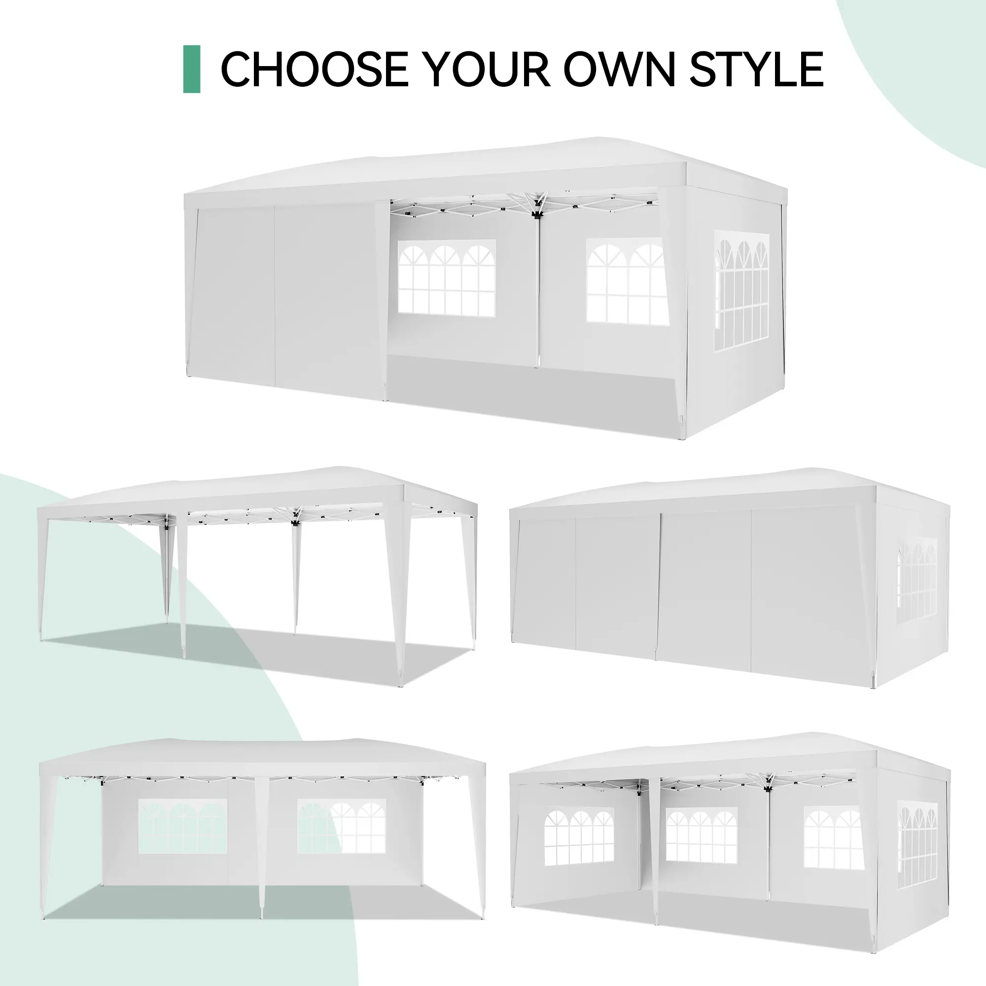 Carpa plegable resistente de 10x20 pies, tipo cenador impermeable.