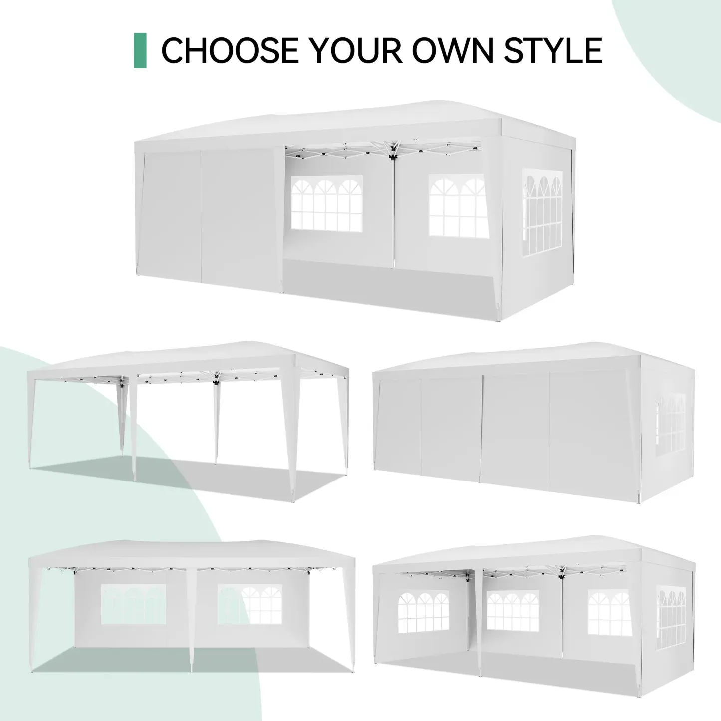 Carpa plegable resistente de 10x20 pies, tipo cenador impermeable.