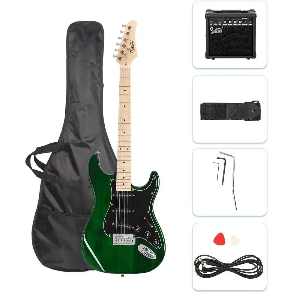 Guitarra eléctrica Glarry de tamaño normal con amplificador de 20 W y accesorios