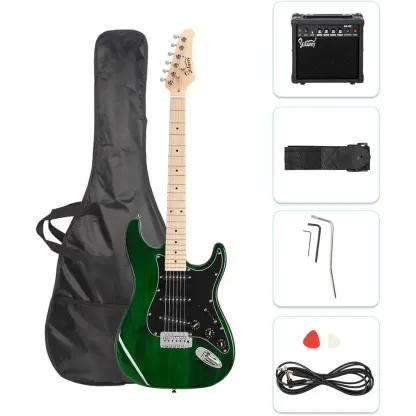 Guitarra eléctrica Glarry de tamaño normal con amplificador de 20 W y accesorios