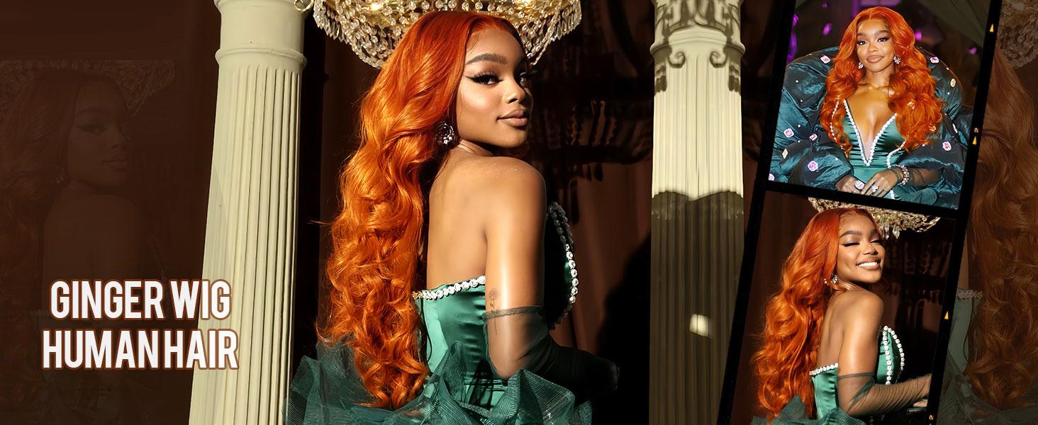 [30 inch only $124]DROSUUD 30 Inch Ginger Lace Front Wigs Human Hair 13x6 Body Wave Wig Orange Ginger Wig Human Hair #350 Body Wave Hd Lace Front Wigs for Women 180% Density Body Wave Frontal Wigs#Summmervibes