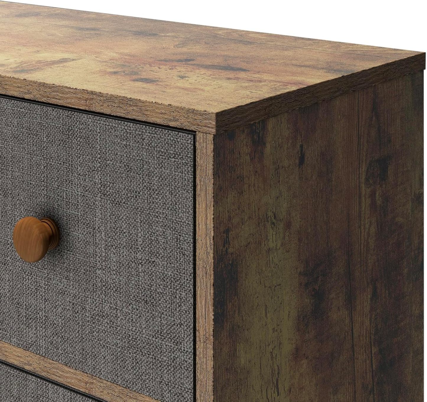 MU:4LIFE Cómoda Elegancia De 6 Cajones, Almacenamiento para Hogar Y Oficina, Organizador Cajonera De Estructura Madera y Cajones De Tela No Tejida y Cubiertas De MDF (Negro y Madera, 6 Cajones)