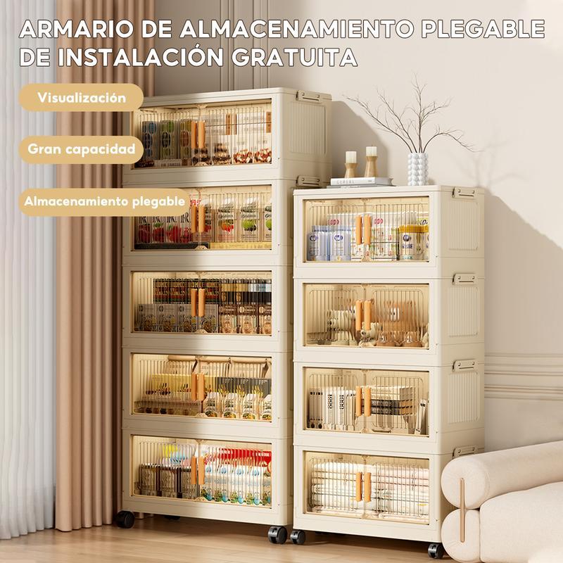 Closet Mueble Armarios Organizador Plegable Ruedas Marrón Claro 65*36*159 cm（Diferentes tamaños disponibles）
