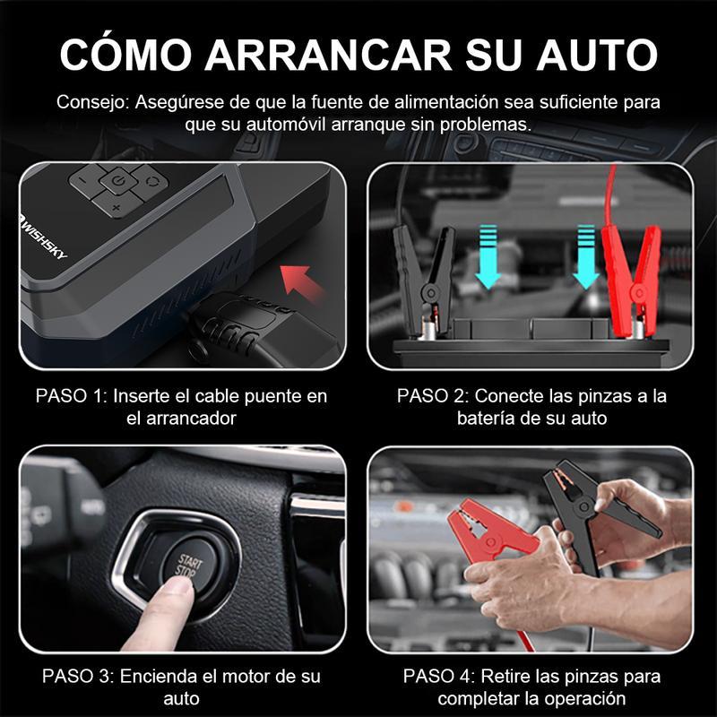 9000a Cargador Batería Carro Con Compresor Portátil Aire Arrancador Baterías De Carro Para Compresor Portátil Auto 12v Cargador De Baterías De Auto De Moto, Herramienta Moto Y Carro