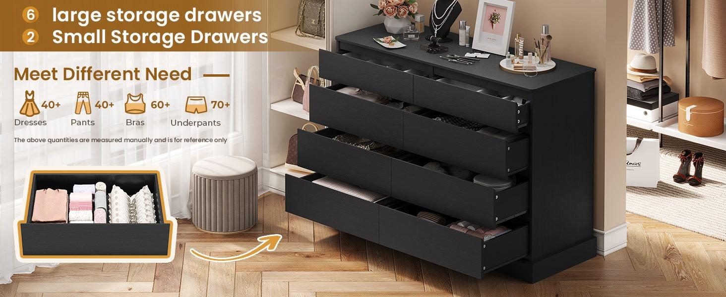 Sikaic 8 Drawers Dresser, Large Double Dressers, Dressers for Bedroom, Modern Chest of Drawers Storage Organizer for Bedroom, Living Room, Entryway DealsForYouDays Summerwins