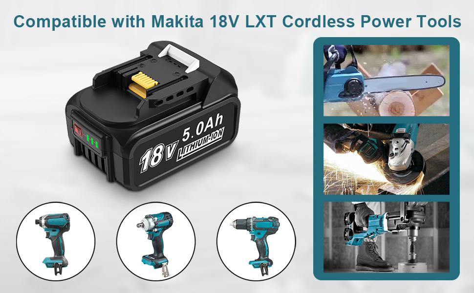 Amityke 2 Pack 18V 5000mAh Lithium-ion Replacement Battery for Makita and 14.4V-18V Replacement Charger for Makita, Fully Compatible with Makita 18V Cordless Power Tools tiktokshopspringglowup