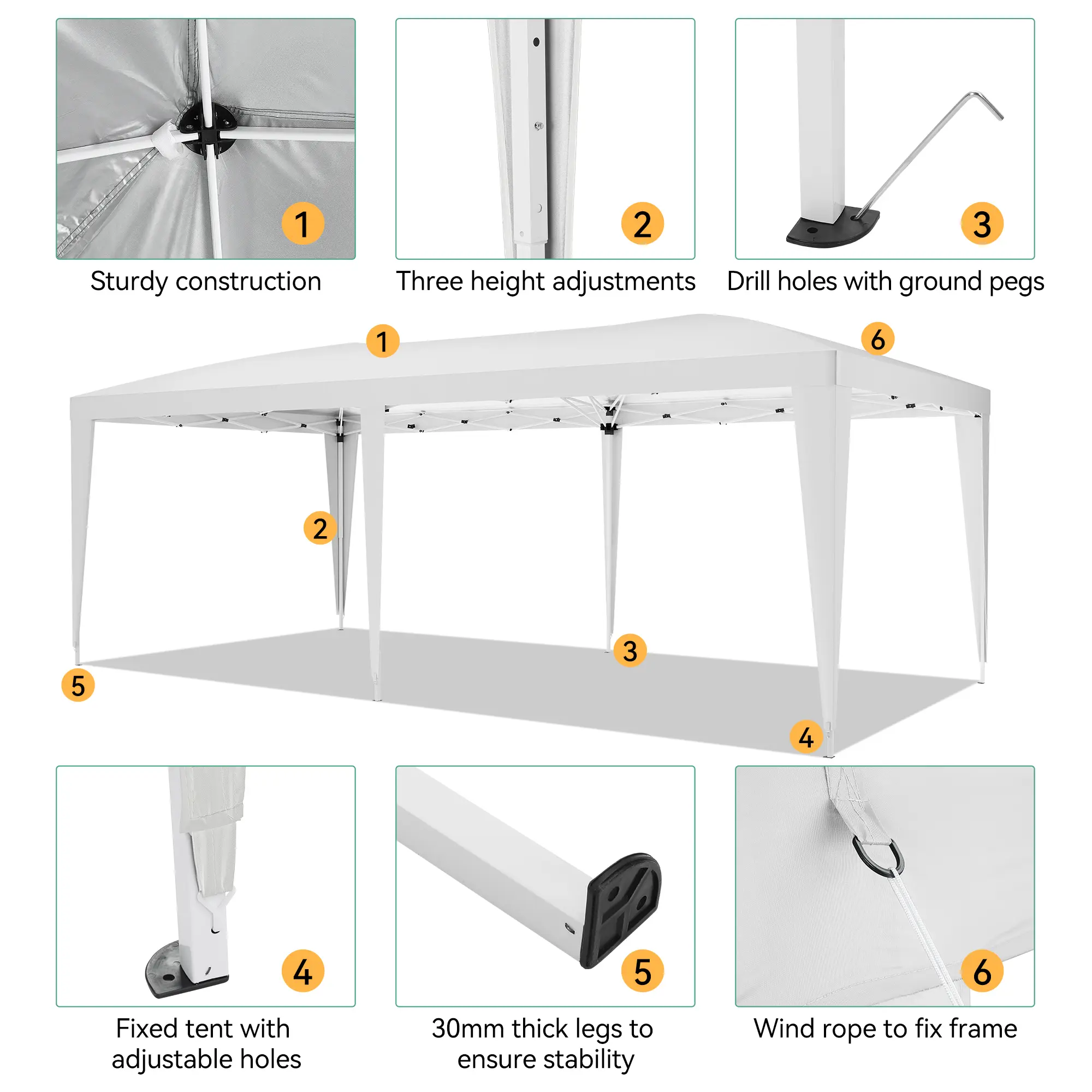 Carpa plegable resistente de 10x20 pies, tipo cenador impermeable.