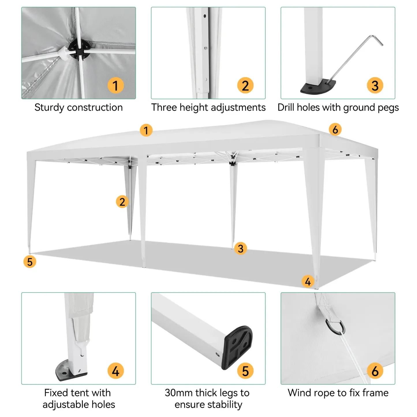 Carpa plegable resistente de 10x20 pies, tipo cenador impermeable.