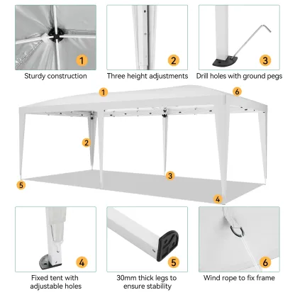 Carpa plegable resistente de 10x20 pies, tipo cenador impermeable.