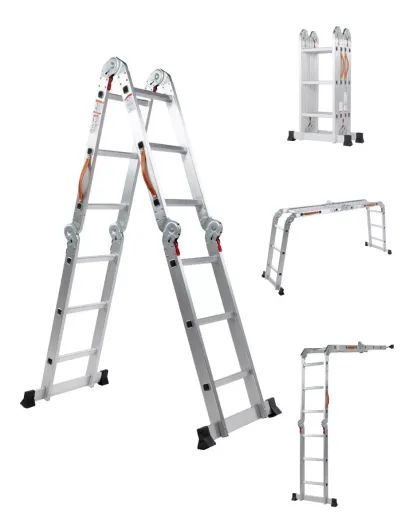 Escalera De Aluminio Multiposiciones Plegable KMEM35 Kingsman De 3.5 Metros Con 12 Peldaños Y Charolas Tipo Tijera Andamio Para 150 kg