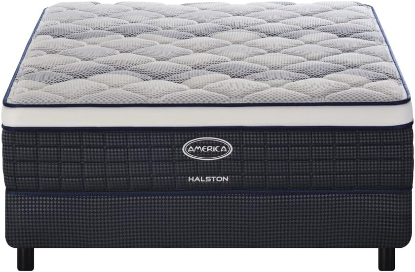 America| Colchon + Box| Individual| Halston| Sistema BONNELL| Ortopedico| Confort Medio| Hipoalergénico y Anti ácaros| 32 cm. de Altura| Garantía 5 años