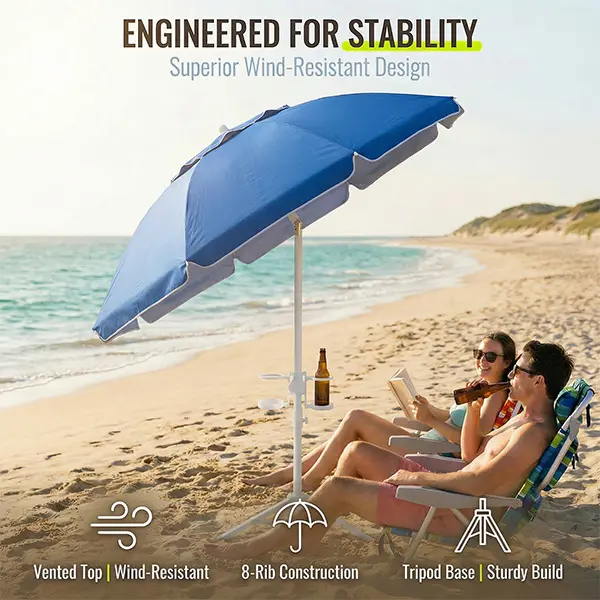 [Compra uno y llévate otro gratis] Sombrilla portátil con protección solar UPF 50+, base y accesorios.