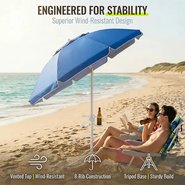 [Compra uno y llévate otro gratis] Sombrilla portátil con protección solar UPF 50+, base y accesorios.