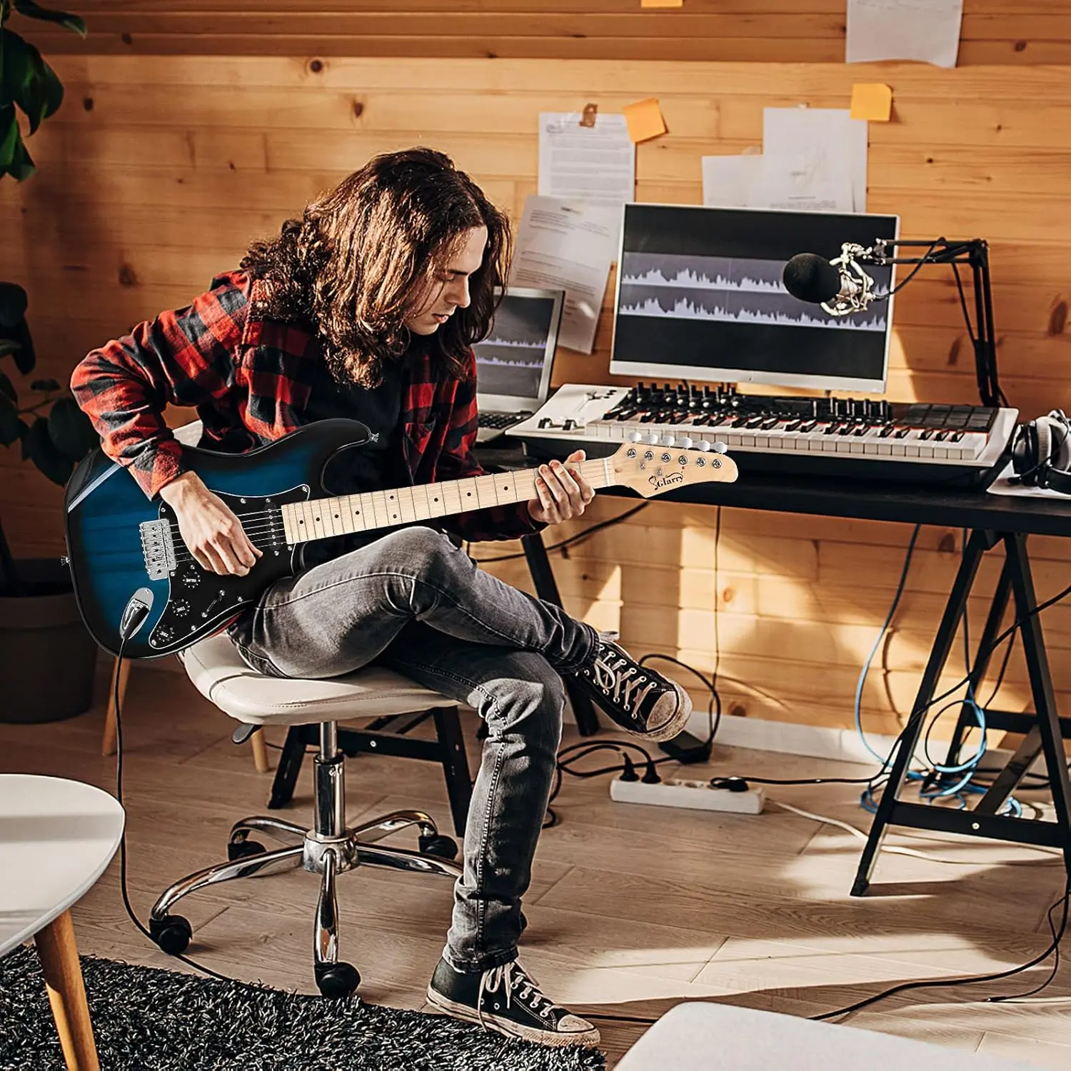 Guitarra eléctrica Glarry de tamaño normal con amplificador de 20 W y accesorios