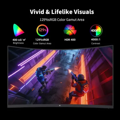 Monitor gaming curvo VA KTC de 27" (2560x1440), curvatura 1500R, tasa de refresco de 144 Hz/120 Hz, HDR400 (400 nits), Adaptive Sync, 2x HDMI 2.0, DP 1.4, montaje VESA 100x100, modelo H27S5C.