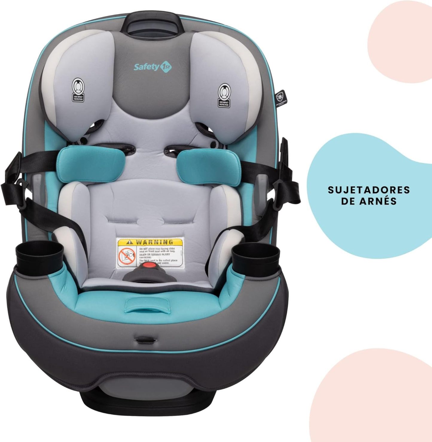 Safety1st Autoasiento Grow and Go 3 etapas, Harvest Moon, convertible, protección de impacto lateral, arnés de 5 puntos, tela lavable a máquina, apta para secadora con sistema latch y 2 portavasos.