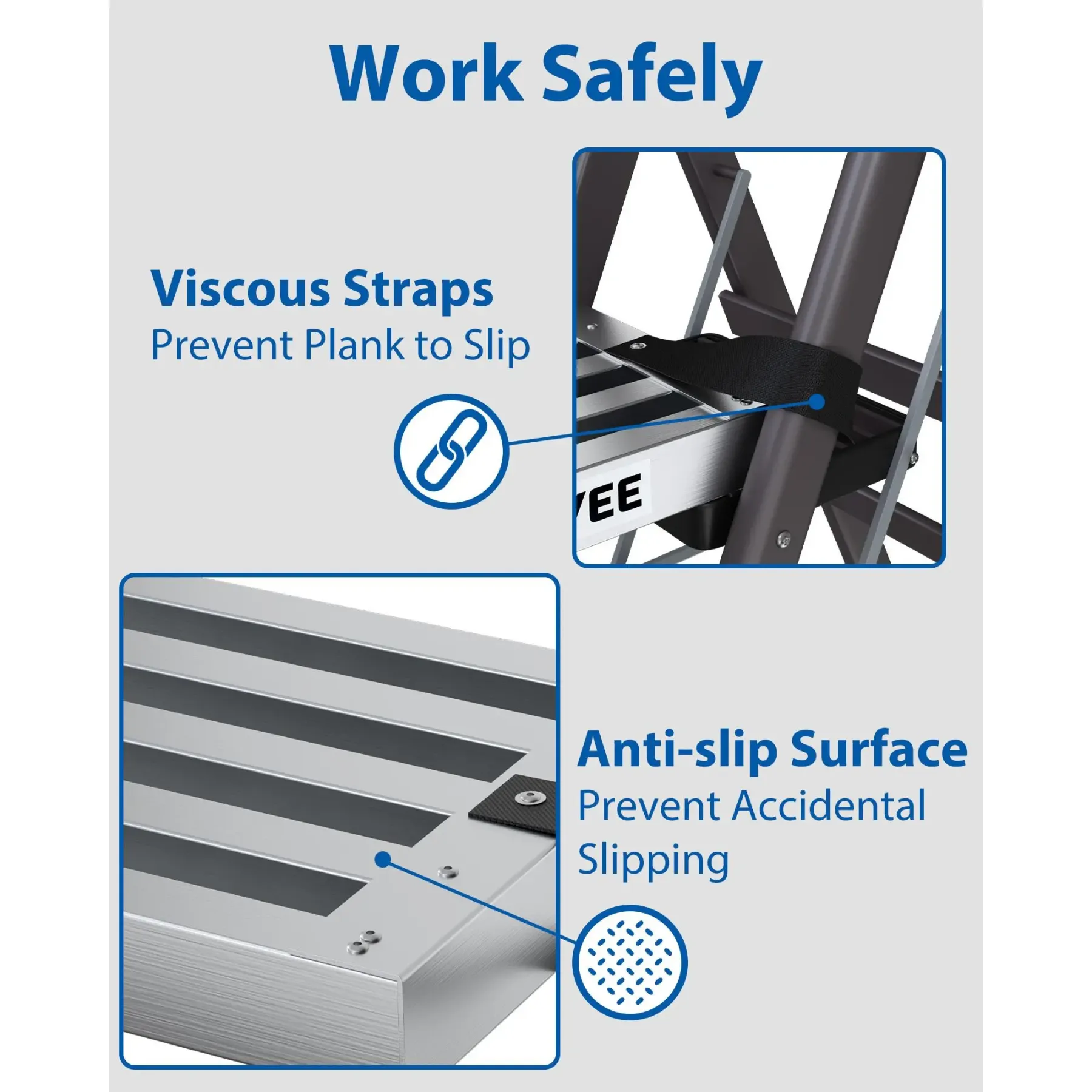 Plataforma de andamio telescópica de 6 a 9 pies, plataforma de trabajo ajustable de aluminio con superficie antideslizante y correas de seguridad, plataforma de escalera resistente para proyectos de construcción y del hogar.