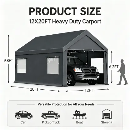 Toldo portátil para coche Walsunny de 3x6 metros (10x20 pies) de alta resistencia para garaje.