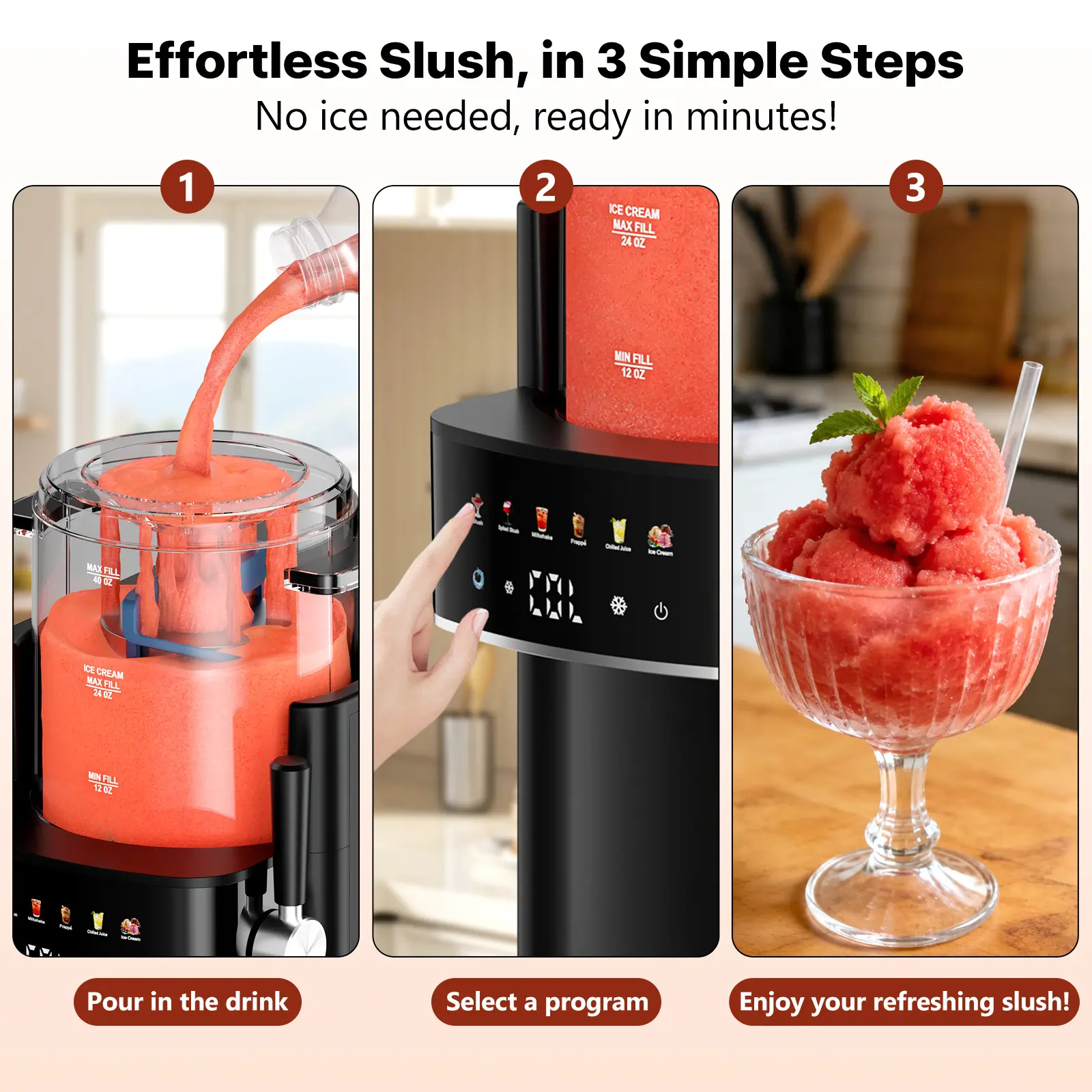 Máquina de granizados S1 para el hogar, no necesita hielo, máquina de bebidas congeladas con 6 preajustes inteligentes y capacidad de 40 oz, máquina de granizados de encimera para bebidas de verano, fiestas de barbacoa, batidos y frappés.