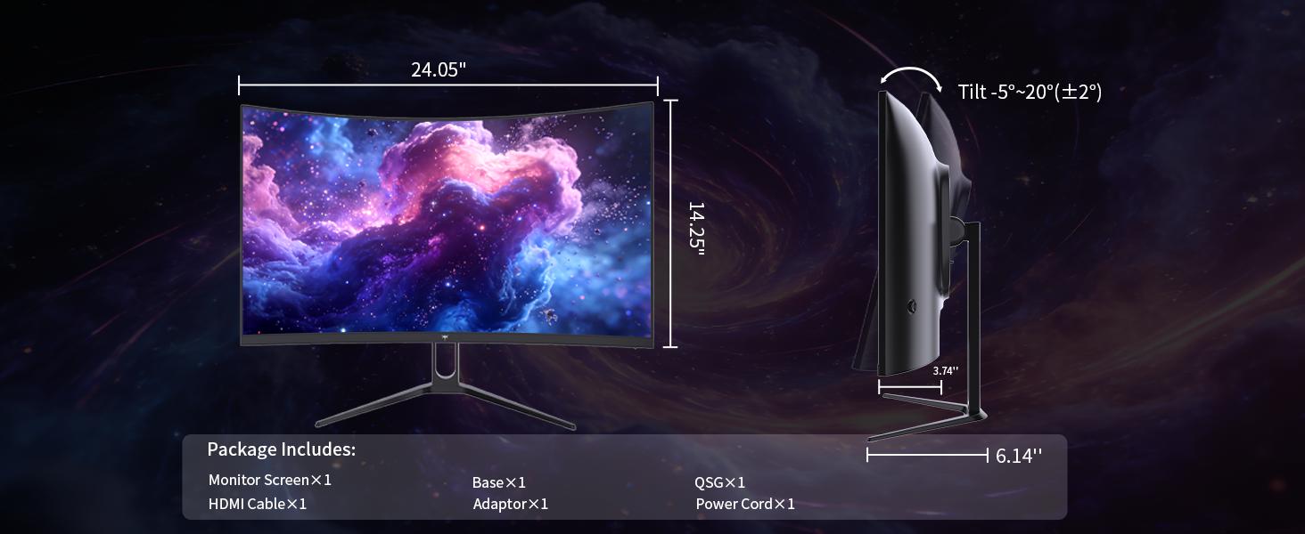 Ktc 27" 2560x1440 Curved VA Gaming Monitor for Gaming Stuff, 1500R 144Hz/120Hz Refresh Rate, HDR400 400nits, Adaptive Sync, 2x HDMI 2.0, DP 1.4, VESA 100x100 PC Monitor, Model H27S5C