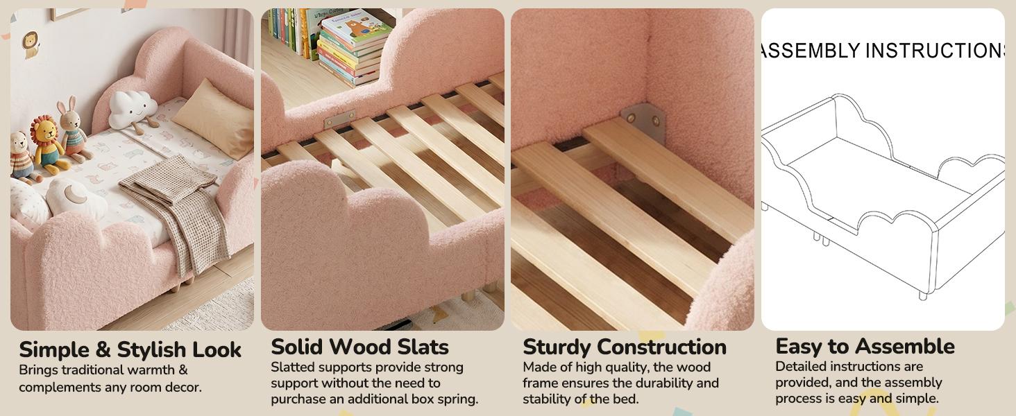 Lilypelle Toddler Bed Frame, With Detachable Safety Railing, CPSC Certified Boy and Girl Crib, Standard Crib, Certified Fabric Toddler Bed Frame, Excluding Mattress summerwins,dorm essentials,home decor deskmakeover