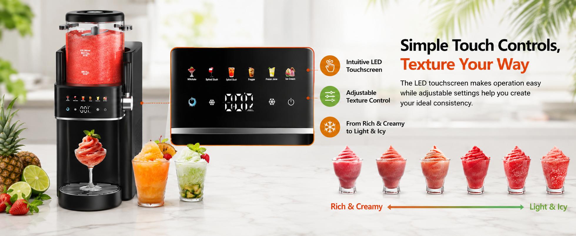 S1 Slushie Machine for Home, No Ice Needed Frozen Drink Maker with 6 Smart Presets & 40oz Capacity, Countertop Slushie Maker for Summer Drinks, BBQ Parties, Milkshakes & Frappé