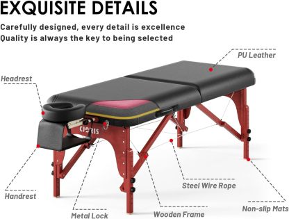 CLORIS - Mesa de masaje profesional de 84 pulgadas, portátil, de aluminio reforzado, con capacidad para hasta 1000 libras, 2 plegables, ligeras, para spa, salón, tatuaje, cama de masaje, altura