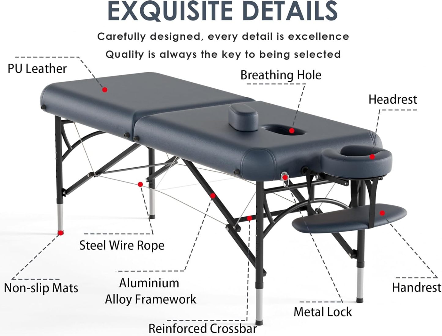 CLORIS - Mesa de masaje profesional de 84 pulgadas, portátil, de aluminio reforzado, con capacidad para hasta 1000 libras, 2 plegables, ligeras, para spa, salón, tatuaje, cama de masaje, altura