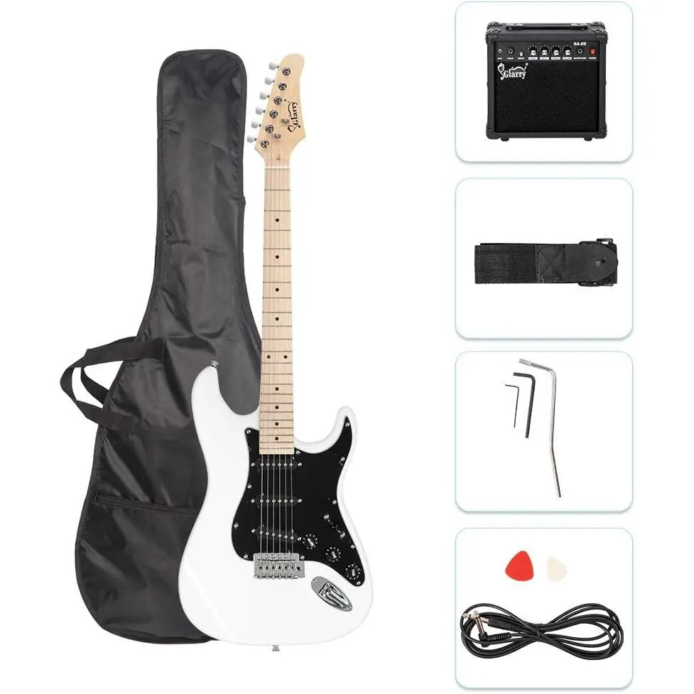 Guitarra eléctrica Glarry de tamaño normal con amplificador de 20 W y accesorios