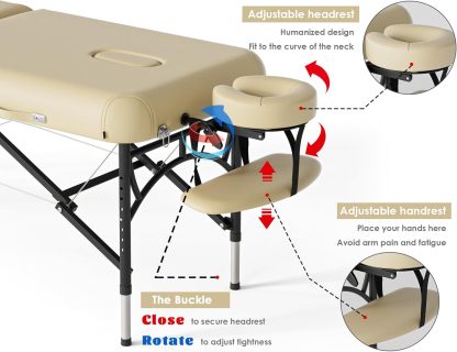 CLORIS - Mesa de masaje profesional de 84 pulgadas, portátil, de aluminio reforzado, con capacidad para hasta 1000 libras, 2 plegables, ligeras, para spa, salón, tatuaje, cama de masaje, altura