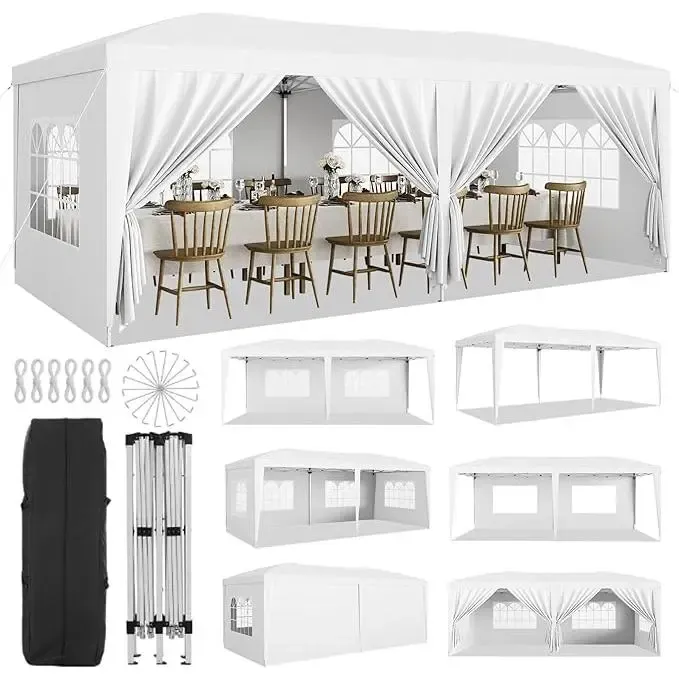 Carpa plegable resistente de 10x20 pies, tipo cenador impermeable.