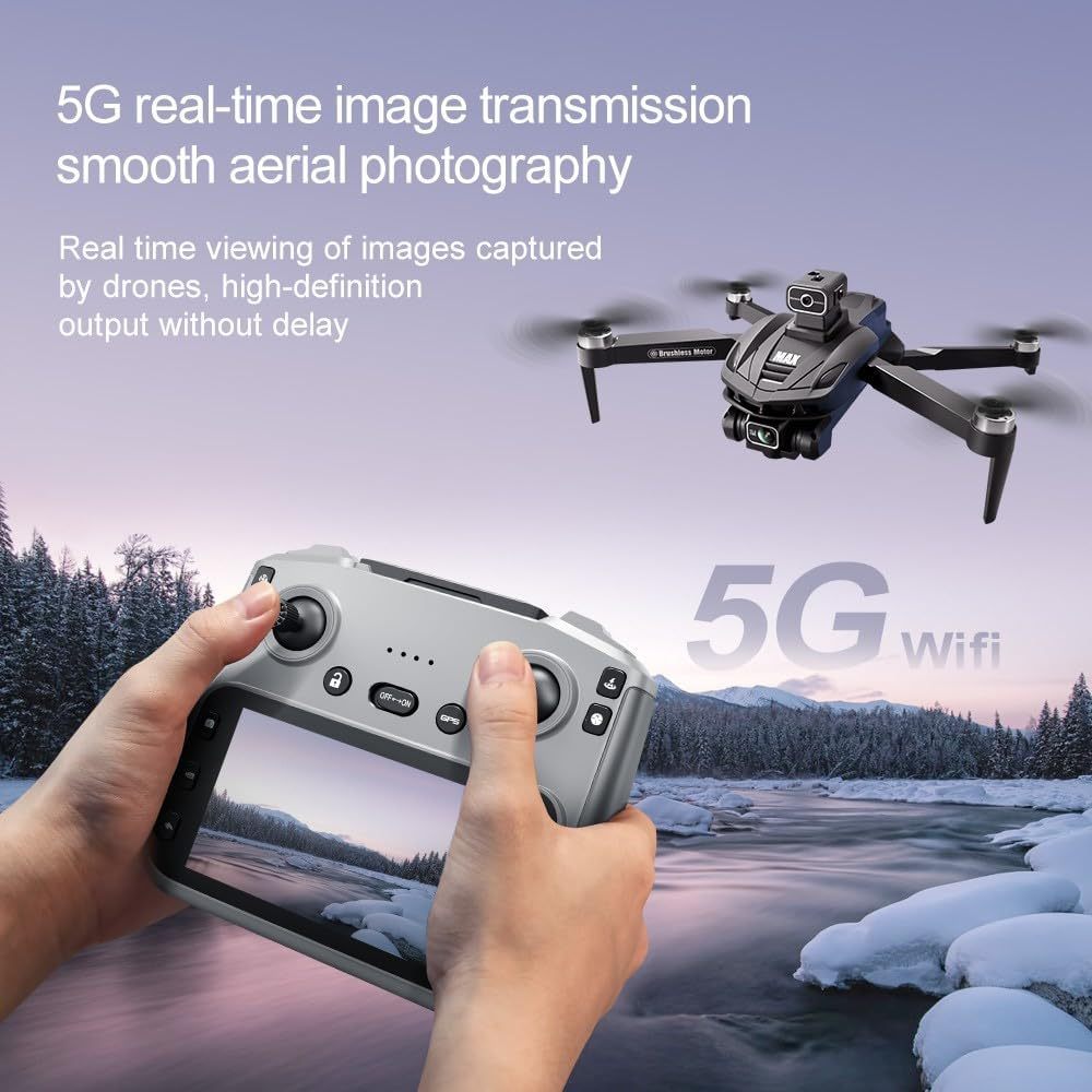 Dron CVCBSER para adultos con cámara de 1080p, control mediante pantalla LCD de 4.5" con resolución 8K HD, retorno automático por GPS, sistema de evitación de obstáculos en cuatro direcciones, cuadricóptero, transmisión de video a 5000 pies y 44 minutos d