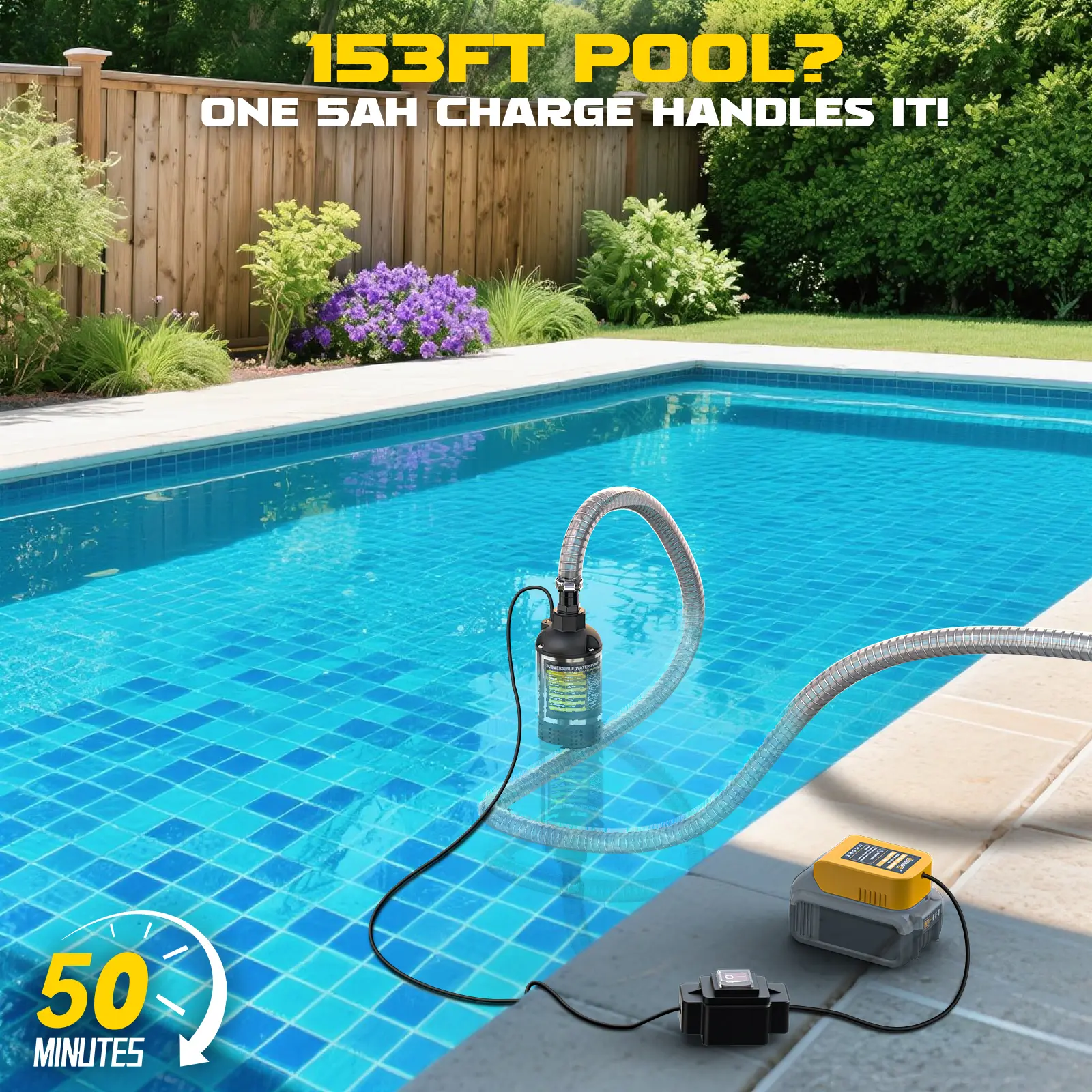Bomba de agua sumergible inalámbrica para DeWalt 20V - 1268 GPH